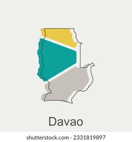 vector map of Davao modern outline, High detailed vector Philippines map illustration vector Design Template
