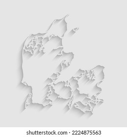 Vector map Denmark with abstract shadow isolated on background. Template Europe country for pattern, design, illustration, backdrop. Creative concept outline, border, frontier map of the state Denmark