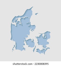 Vector map Denmark with abstract shadow isolated on background. Template Europe country for pattern, design, illustration, backdrop. Creative concept outline, border, frontier map of the state Denmark