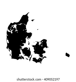 Vector map Denmark. Isolated vector Illustration. Black on White background. EPS 8 Illustration.
