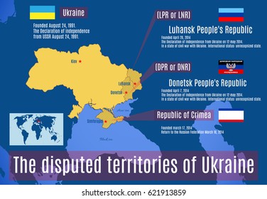 Vector map. The disputed territories of Ukraine.