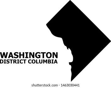 Vector Map of District Columbia with name. Map of District Columbia is isolated on a white background. Simple flat geographic map.