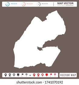 Vector Karte von Djibouti Brown Hintergrund und Pins Icon.