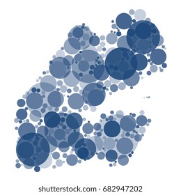 vector map of djibouti filled with circles of different sizes and opacity isolated on white background