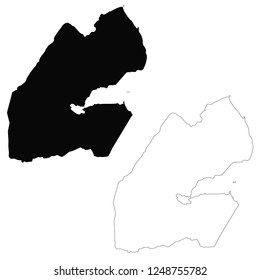 Vector map Djibouti. Isolated vector Illustration. Outline and vector. Black on White background. EPS 10 Illustration.
