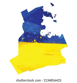 Vector map Doha. Isolated vector Illustration. Watercolor effect. Save Ukraine. Ukrainian flag. Stop war. EPS 10 Illustration.