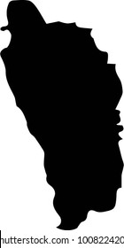 Vector map Dominica. Black mask. Isolated, white background. 