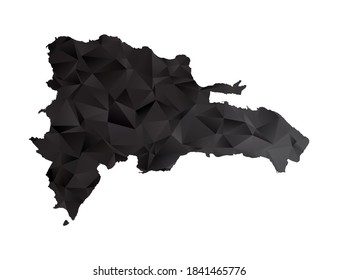 Vector map of Dominican Republic black polygon style gradient.