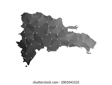 Vektorplan der Dominikanischen Republik. Schwarz-Polygonal auf weißem Hintergrund.