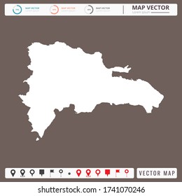 Vector map of Dominican Republic Brown background and pins icon.