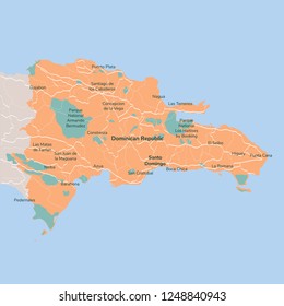 Vector map Dominican Republic. Isolated vector Illustration. EPS 10.