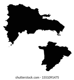 Vector map Dominican Republic and Santo Domingo. Country and capital. Isolated vector Illustration. Black on White background. EPS 10 Illustration.