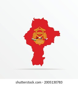 Vector Map Donetsk Peoples Republic Combined With Warsaw Pact (WP) Flag.