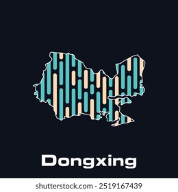 Mapa de Vector de la ciudad de Dongxing, línea de mapa mundial Plantilla de diseño de conexión de red global, adecuado para su empresa
