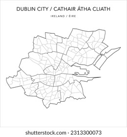 Vector Map of Dublin City (Baile Átha Cliath) with the Administrative Borders of Local Electoral Areas and Electoral Divisions from 2018 to 2023 - Republic of Ireland