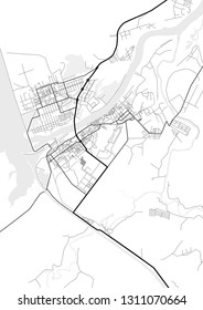 Vector map of Dubna, Russia in black and white, city map simple style