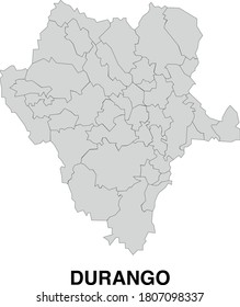 Vector Map of Durango Mexico Divided Into Municipalities