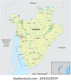 Vector map of the East African state of Burundi