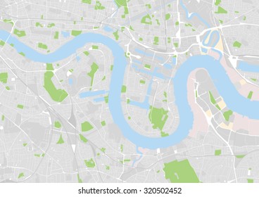 vector map of east central London, docklands, Greenwich 