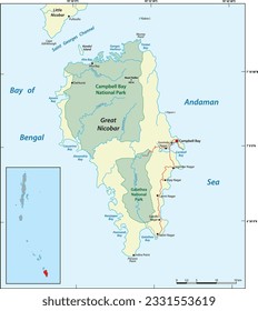 Vector map of the east indian island of Great Nicobar