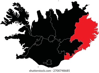 Vektorgrafik der Ostregion Islands