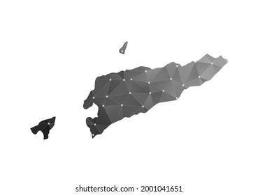 Vektorplan von Osttimor. Schwarz-Polygonal auf weißem Hintergrund.