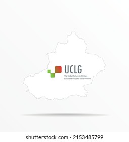 Vector map East Turkestan, Xinjiang combined with United Cities and Local Governments (UCLG) flag.