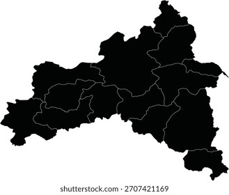 Vector Map of the Eastern Anatolia Region of Turkey, Isolated Silhouette