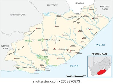 Vektorkarte von Eastern Cape Map, Südafrika