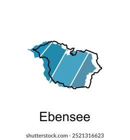 mapa de vetor de Ebensee City, conceito de design de logotipo ilustração ideia estilo design de vetor plano. isolado no fundo branco
