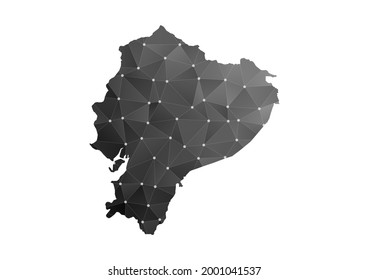 Vector map of Ecuador. Black polygonal style on white background.