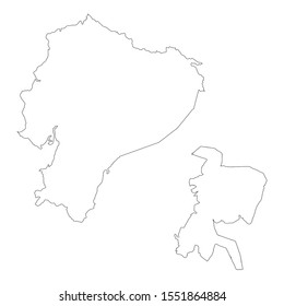 Vector map Ecuador and Quito. Country and capital. Isolated vector Illustration. Outline. EPS 10 Illustration.
