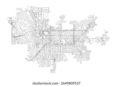 Vector map of El Cajon, highlighting its main highways. Displays the city's overall road network and connections.