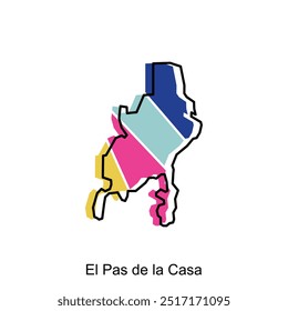 Mapa vetorial de El Pas de la Casa. Bordas para o seu infográfico. Modelo de design de ilustração vetorial