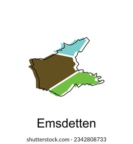 vector map of Emsdetten modern outline, High detailed vector illustration Design Template