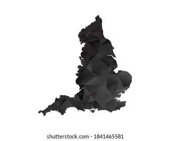 Vector map of England black polygon style gradient.