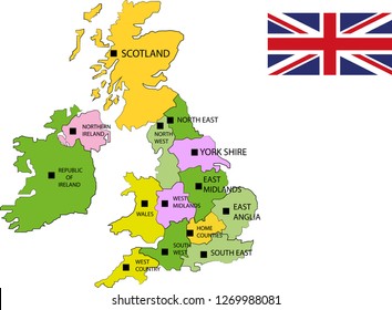 Vector Map United Kingdom Named Counties Stock Vector (Royalty Free ...