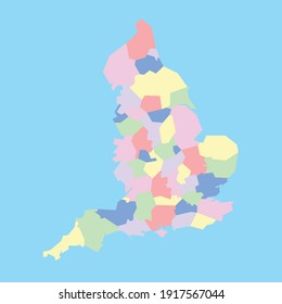 vector map of England's ceremonial counties to study