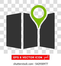 Vector Map EPS vector pictogram. Illustration style is flat iconic bicolor eco green and gray symbol on a transparent background.