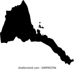 Vector map Eritrea. Black mask. Isolated, white background. 