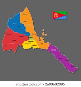 Vector map of Eritrea with names of cities and with borders city