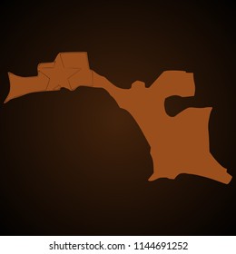 Vector map of esperanto light brown color isolated on a needle brown background 