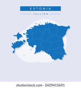 Vector map Estonia. Isolated vector Illustration. Black on White background. EPS Illustration.