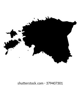 Vector map Estonia. Isolated vector Illustration. Black on White background. EPS Illustration.
