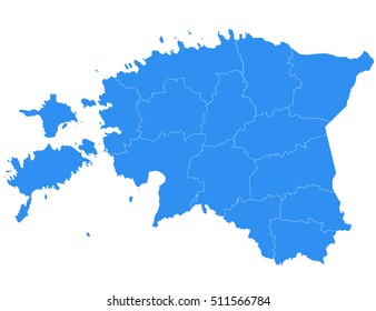 Vector map Estonia. Isolated vector Illustration. Black on White background. EPS Illustration.