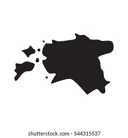 Vector map Estonia. Isolated vector Illustration. Black on White background. 