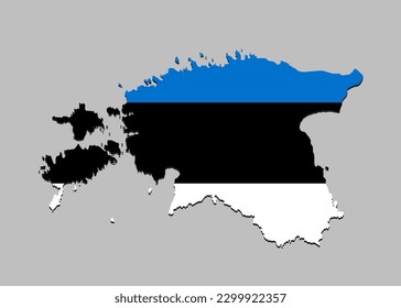 Vector map Estonia made national flag isolated on background. Template Europe creative state flag for design, illustration, pattern, report, infographic, backdrop. Concept symbol of the Estonia