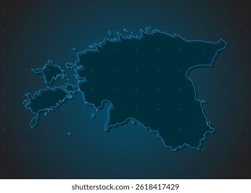 Vector map Estonia on the radar screen with a blue grid. Template Europe country on monitor radar for pattern, report, background. Technology concept boundary for news, infographic, army state Estonia