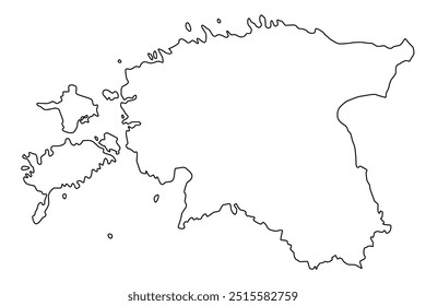 Vector map of Estonia, republic of, a country in Northern Europe. Detailed black contour, isolated on white background.