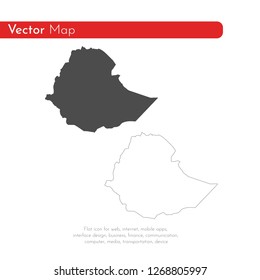 Vector map Ethiopia. Isolated vector Illustration. Black on White background. EPS 10 Illustration.